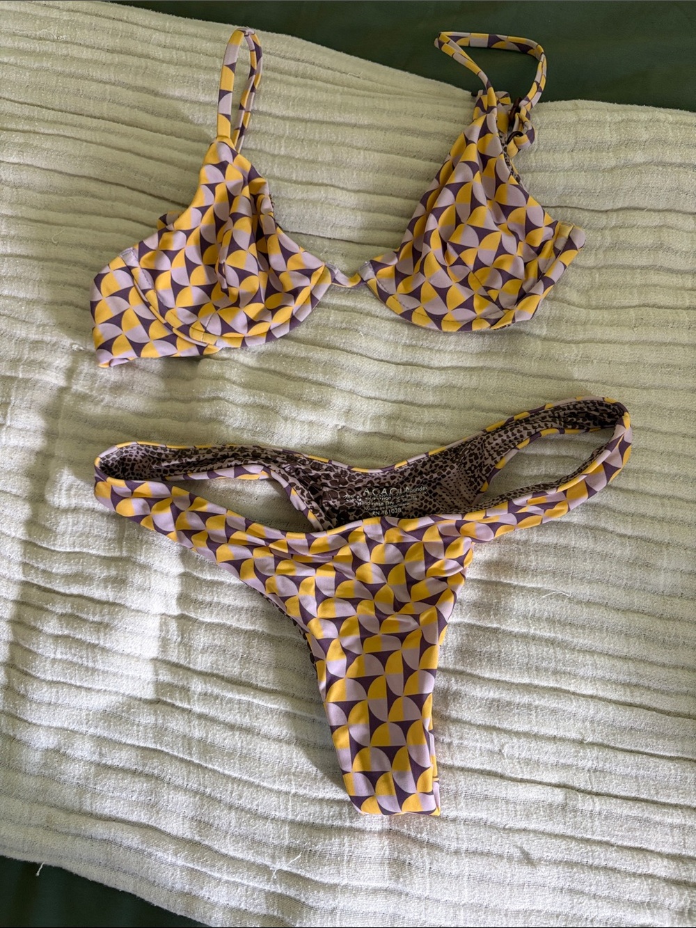 acacia swimwear Yellow and Lavender Geometric Bikini